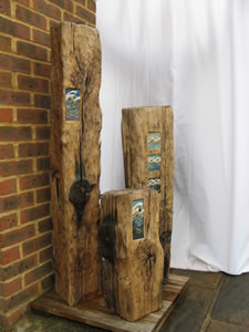 Sea Stumps with ceramic seascape tiles. Click the right hand stump for detail
